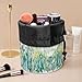 Poceacles Blue Green Floral Drawstring Makeup Bags for Women, Foldable Travel Cosmetics Bag Brush Organizer Multifunctional Toiletry Kit Storage Pouch
