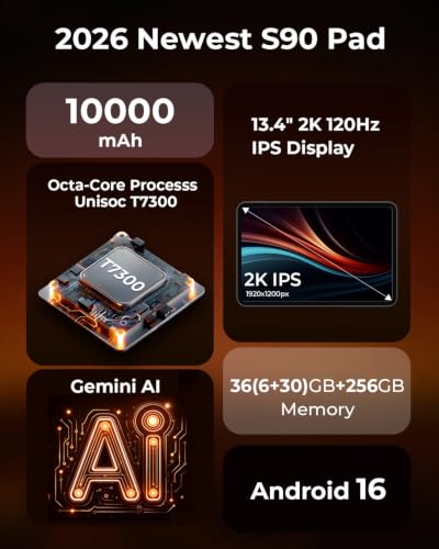 Image of HNVHNV 13.4 inch Android 16 Tablet with Gemini AI, T7300 Octa-Core