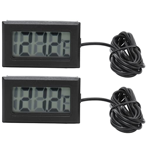 El Mejor Listado de Termómetros para el frigorífico , tabla con los diez mejores. 46 Termómetro Digital LCD de 2 uds., Monitor de Temperatura 2s, Actualización con Sonda Externa para Coche, Frigorífico, Congelador, Acuario (negro * 2)