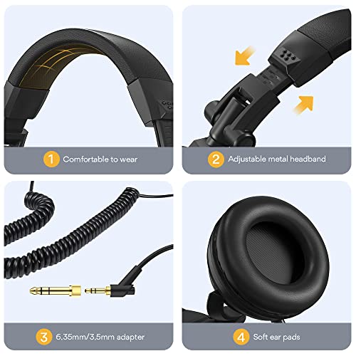 Maono AU-MH501 Over-Ear Studio Monitoring Headphones for Recording Studio, Youtuber, Music Creation with 50mm Driver and Lightweight Foldable Design