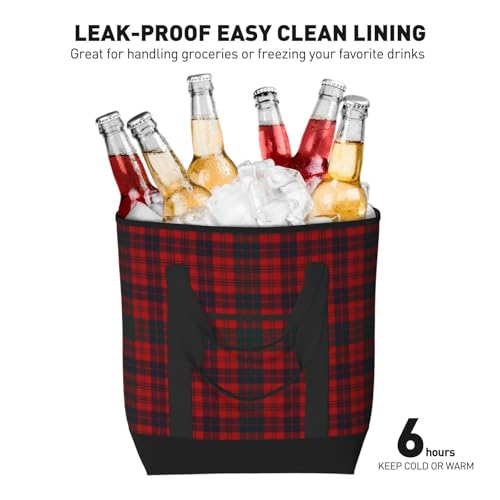 Ross - Red - Tartan - Clans Of Scotland Large Capacity Insulated Shopping Tote Bag – Keeps Food Cold/Hot For Hours, Ideal For Travel, Groceries & Outdoor Use 6