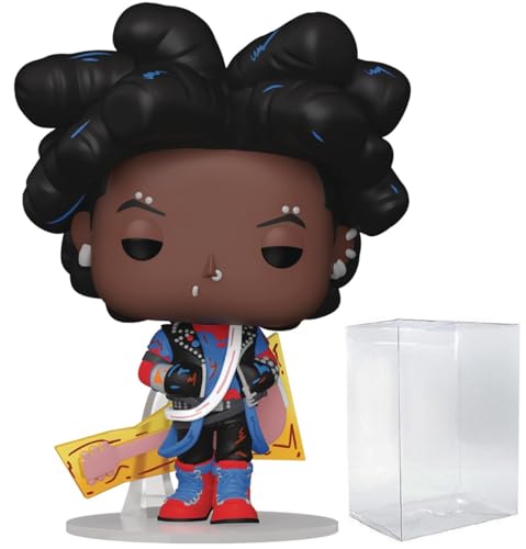 POP Marvel: Spider-Man: Across The Spider-Verse - Hobie Brown como Spider-Punk (sin máscara) Figura de vinilo Funko (incluye funda protectora de caja compatible), multicolor, 3.75 pulgadas