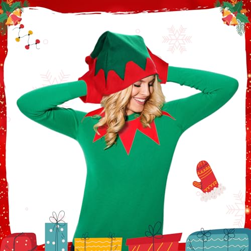 Image of 3 Pcs Christmas Costume Accessories Red and Green Accessories for Christmas Party Cosplay Costume Santa Helper Outfit