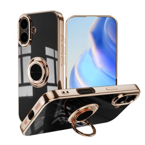 iPhone 16 �P�[�X �����O�X�^���h �w�ʃP�[�X ���^���b�N �u���b�N r-16-004