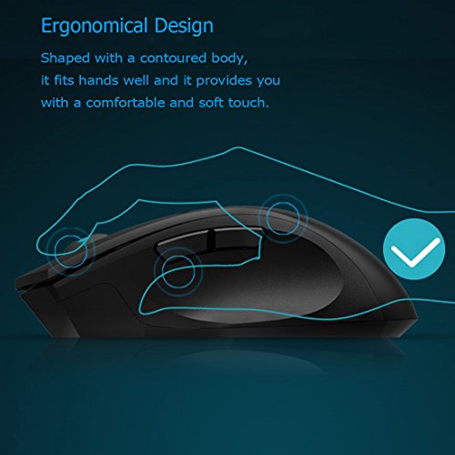 Granvela Noiseless Wireless Mouse,Forter i720 Ergonomic Silent Mouse for Gaming and General Use - 2 Side Buttons - Black by Granvela - Used condition - Image 4