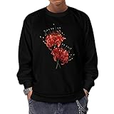 [ZKCASA] トレーナー メンズ 彼岸花 スウェット パーカー 秋服 丸首 長袖 トップス プルオーバー おしゃれ Tシャツ カジュアル 人気 春服 秋服 5XL