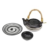 PRETYZOOM 1 Juego olla de sopa de mariscos de cerámica tetera pequeña tetera con bandeja decoración japonés tetera de diseño retro tea set kit de te tetera con plato taza tetera de