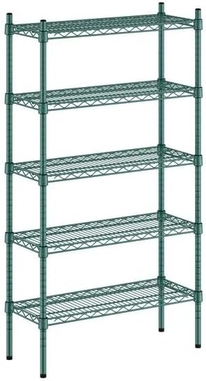 NSF Green Epoxy Wire Shelving Unit, 5-Shelf Storage Kit, 12x30x54 Inches, 600 lb Capacity per Shelf, Adjustable Commercial Grade
