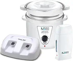 Termocera Panela Depilação 900g c/Refil + Base Dupla c/ 1 Rollon Toda Branca Mega Bell
