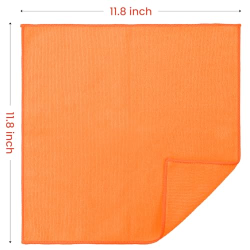 Image of SIFANGKE Microfiber Cleaning Cloth, 12 Pack Orange Cleaning Rags for Housekeeping, Reusable Microfiber Towels for Car, Kitchen, Bathroom and Household Cleaning Supplies, 11.8 inchX11.8 inch