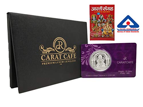 CaratCafe Pure Silver Coin 999 Purity Coin 10 Grams Ganesh For Pooja 32 MM Size