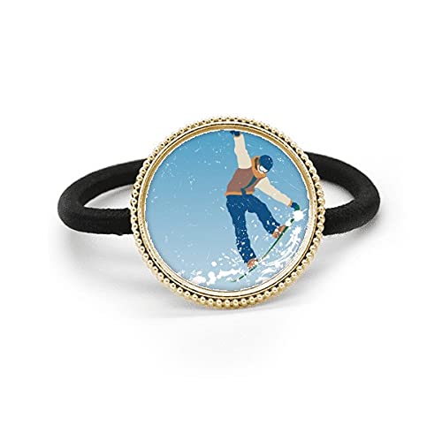 Tocado de esquí de salto con banda elástica y adorno metálico color plata brillante