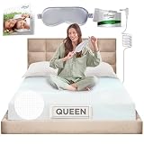 Earth Grounding Sheets - Sábanas de tamaño Queen con 12 % fibra de plata, 4 % seda y 84 % algodón, color blanco, sábana bajera conductora para un mejor sueño