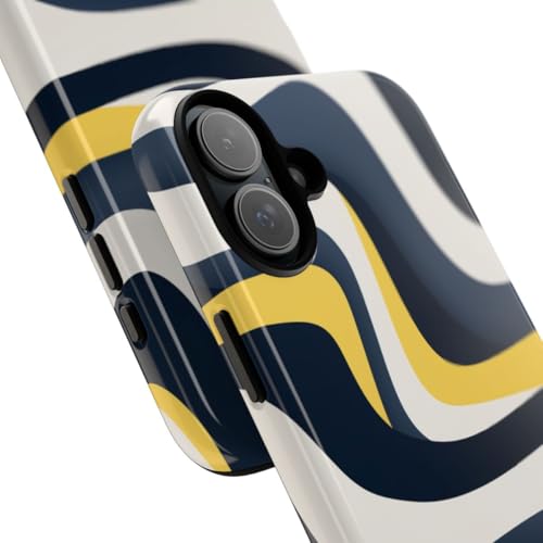 Coque rigide brillante iPhone 16 Plus motif abstrait luxe bleu marine - 2