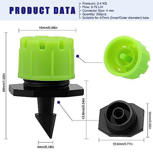 VooGenzek 200 PCS 1/4 Inch Adjustable Irrigation Dripper Sprinklers - Image 2