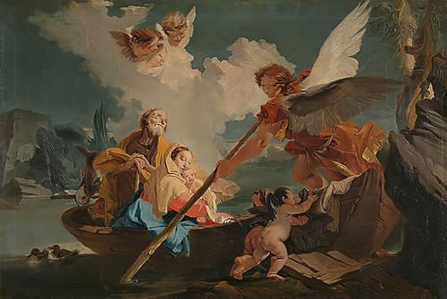 Tableau Impressions d'art Mural Fuite en Egypte Battista Œuvre Raffinée Style Vintage 60x90