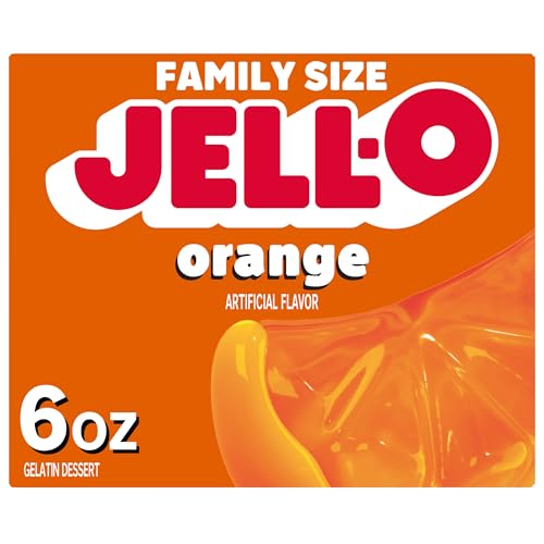 Jell-O Orange Gelatin Dessert Mix, Family Size, 6 oz Box