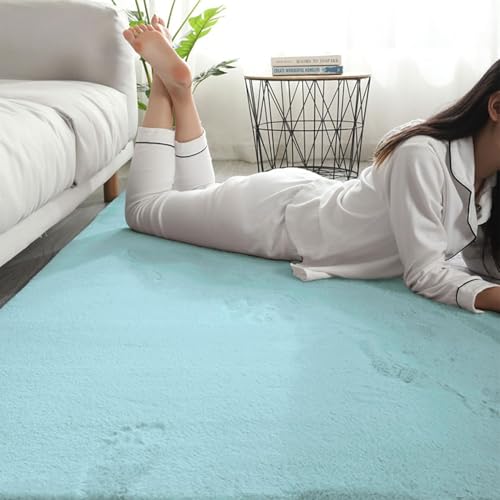 Image of Super Soft Rabbit Fur Silk Wool Carpet Thick and Washable Area Rug for Living Room and Bedroom (Pista Green, 3 x 5 Feet)