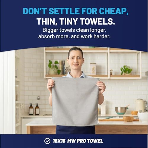 Image of Microfiber Wholesale 12 inch x 12 inch Buff Pro Multi-Surface Microfiber Cleaning Cloths | Gray - 12 Pack | Premium Microfiber Towels for Cleaning Glass, Kitchens, Bathrooms, Automotive