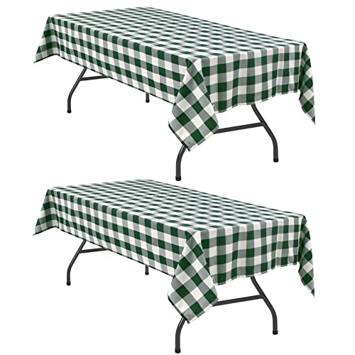 Hiasan Plaid Tablecloth Waterproof, 2 Pack, 60 x 102 inch - Checkered Table Cloth Rectangle for Christmas/Holiday/Spring Party/Outdoor Picnic/Kitchen, Forest Green and White by Hiasan - Used condition - US$11.51