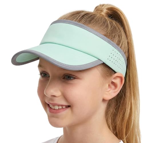 Kids Sun Visor Hats for Girls Boys Lightweight Sports Hat UPF50+ Sun Visor Hat for Running Tennis Golf Summer Outdoors Mint Green