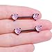 Kokoma 14G Heart Crystal Nipple Rings for Women Pink Cubic Zirconia Diamond Love Heart Tongue Ring Nipple Shield Barbell Ring Bar Nipplerings Piercing Fashion Body Jewelry (Pink)