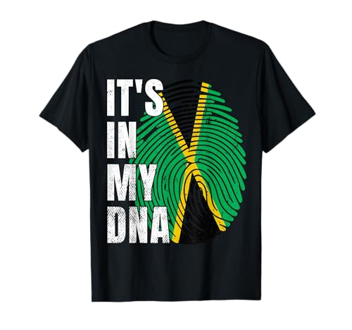 It's in My DNA Bandera de Jamaica Huella digital Niño Niña Hombres Mujeres Camiseta