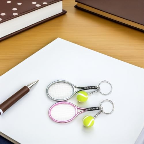 Llaveros de tenis colgantes decorativos con dije de raqueta y pelota para recuerdos 6