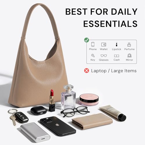 Image of Hobo Bags for Women, Small Everyday Purse, Slouchy Shoulder Bag Trendy | Soft Vegan Leather Hobo Purse, Compact 28cm (11 inch) Size Fits Phone, Wallet, Keys & Everyday Essentials