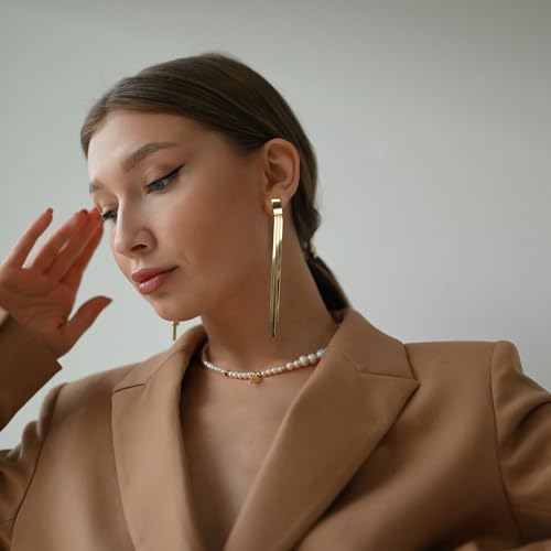 Long Tassel Dangle Drop Earrings, Silver/Gold Cz Chain Earrings for Women Fringe Geometric Bar Drop Formal Earrings Prom Party Lightweight Jewelry Gifts4