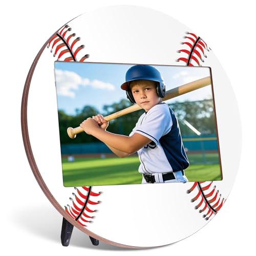 ZhowHoHo Baseball Picture Frame 5x7 Sport Themed Wooden Photo Frame Baseball Photo Frame Tabletop Picture Frame for Home Table Display Party Decorations Birthday Gifts for Men Coach Teams