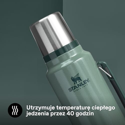 Stanley 1913 Classic Legendary Termos 1.4L Hammertone Green - Termos ze Stali Nierdzewnej Bez BPA - Utrzymuje ciepło przez 40 godzin - Szczelna nakrętka pełniąca rolę kubka - Do Mycia w Zmywarce