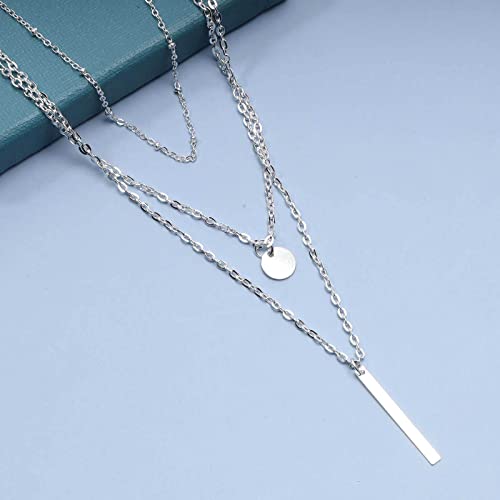 Inilbran Vintage Layered Coin Choker Necklace Long Bar Choker Necklace Gold Layering Disc Necklace Choker Boho Long Necklaces Chain Jewelry for Women and Girls - Image 6