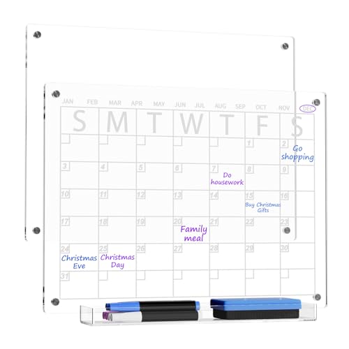 AITEE All-in-One Magnetic Dry Erase Board for Fridge, 2-Pack Acrylic ...