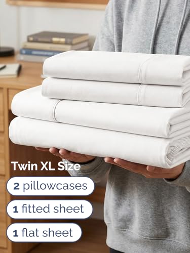 Image of Extra Deep Twin XL Sheet Set - 4 Piece College Dorm Bed Sheets Set with Extra Deep Pockets - Ultra-Soft, Comfy & Breathable Bedding for Women, Men, Kids & Teens - Wrinkle & Fade Free - Antique White