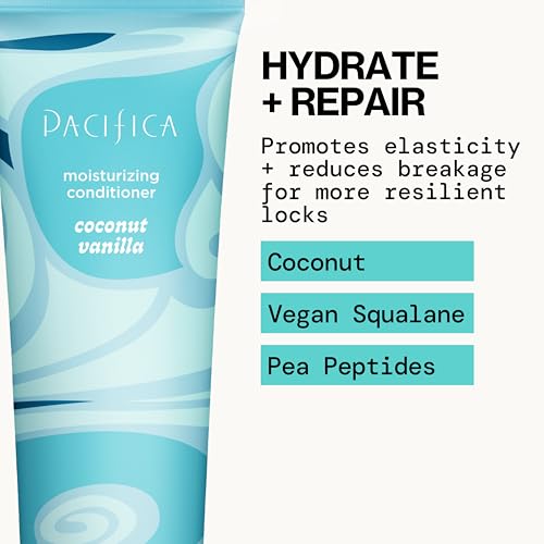 Pacifica Coconut Vanilla Moisturizing Hair Conditioner – Deep Hydrating Treatment for Dry & Damaged Hair, Restorative Shine, Vegan & Sulfate Free Clean Beauty & Hair Care 8 fl oz