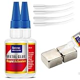BOTTRONY 2 Pack Metal Glue for Small Piece Metals Repair, Wood to Metal Glue, Instant Dry, Waterproof, Heat-Resistant, Clear Cyanoacrylate Adhesives Ideal for Steel, Aluminium, DIY, Jewelry