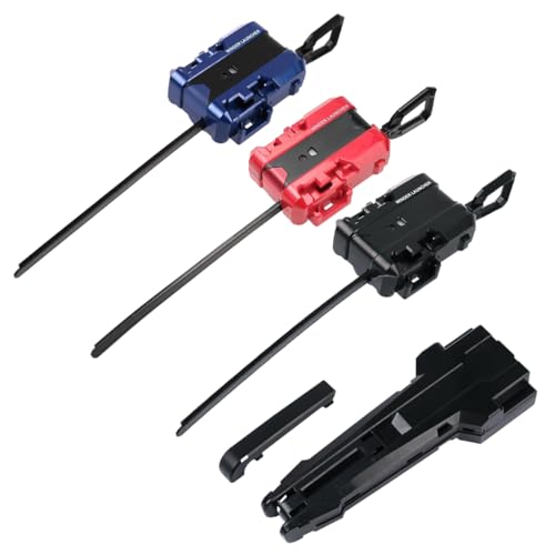 YUVKIN Set de 4 Toupies Burst avec Lanceur X à Ficelle (3 Lanceurs + 1 Poignée), Kit de Démarrage pour Combats de Toupies, Compatible avec les Toupies...