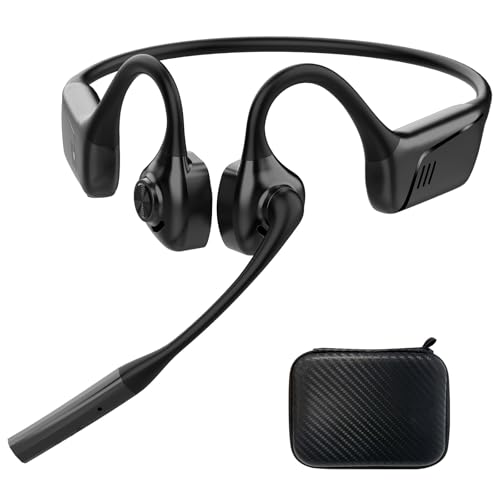 Smof Open-Ear Headphones with Mic, Wireless aptX-LL Bluetooth Headphones,Truck Driver Headset with Noise-Canceling Mic and Mute Function for Online Meeting Driving-Not Bone Conduction (Black)