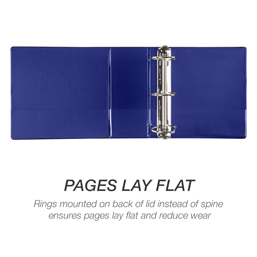 Image of Samsill Durable 5 Inch 3 Ring Binder, D Ring Binder, Customizable Clear View, Blue, Holds 1070 Pages