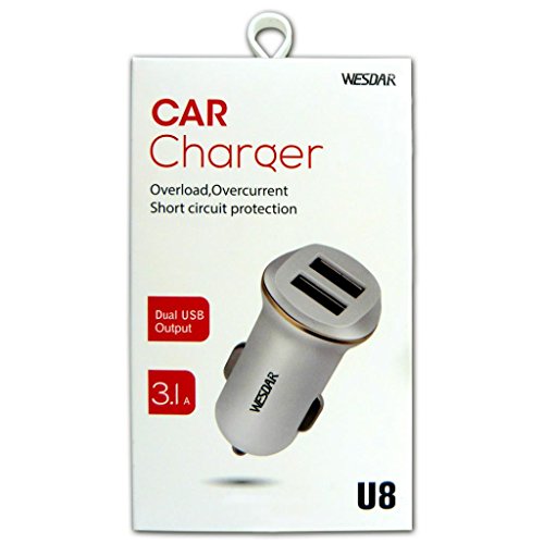 Carregador Celular Carro 2 USB LED, Wesdar, WDU8, Branco