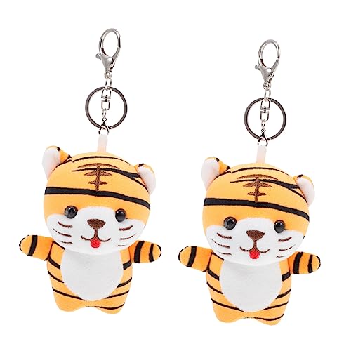 Beavorty 2Pcs Plush Tiger Shape Keychain Pendants Adorable Doll Ornaments for Backpacks and Keys Lightweight and Durable for Animal Lovers