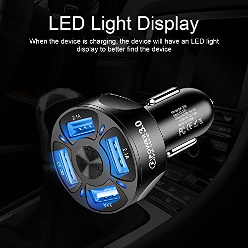 Car Charger Adapter, 4 Ports Usb Fast Qc3.0, Quick Phone With Led Light Display, Compatible Iphone 12 Pro Max/11 Pro/Xs/Xr, Galaxy S20 Ultra And More (Black) #TOP2