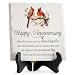 LukieJac Anniversary Couples Gifts - Cardinal Ceramic Plaque - Happy Anniversary Presents for Couples - Romantic Wedding Celebrate Keepsake Desk Decorations Christmas Gift
