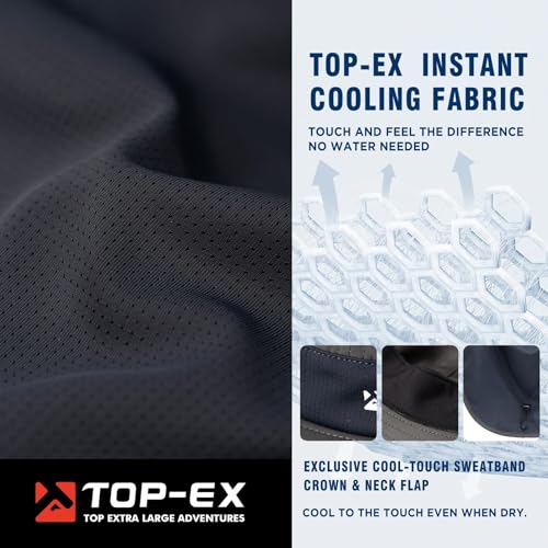 Image of TOP-EX Cooling Sun Hat with Neck Flap - UPF 50+ Wide Brim Breathable Hat for Hiking, Fishing & Big Heads