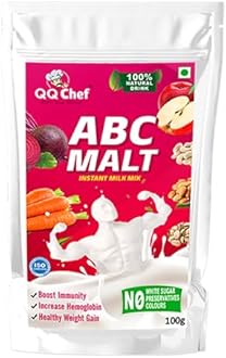 QQChef ABC Malt Milk Mix, Natural Drink for Kids, Adults & Elders (100gm x 1 Pcs)
