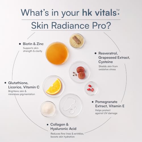 Image of hk vitals Skin Radiance Pro Marine Collagen Supplement Powder, Orange, 300g | Collagen Peptides with Vitamin C, E | For Youthful & Glowing Skin