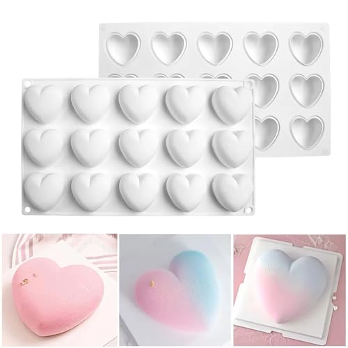 15 Holes 3D Heart-Shaped Candle Molds Silicone Making Chocolate Cake Resin Polymer Clay Pillar Aromatherapy Gypsum Valentine's Day Wedding DIY Craft Supplies