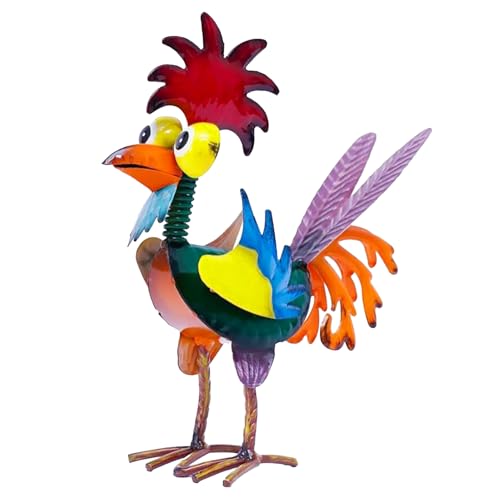 Abirdflyer 7.9 Garden Rooster Statues Sculpture Metal Rooster Statues Outdoor Animal Statue Chicken Ornaments Yard Art for Backyard Patio Lawn Decorations