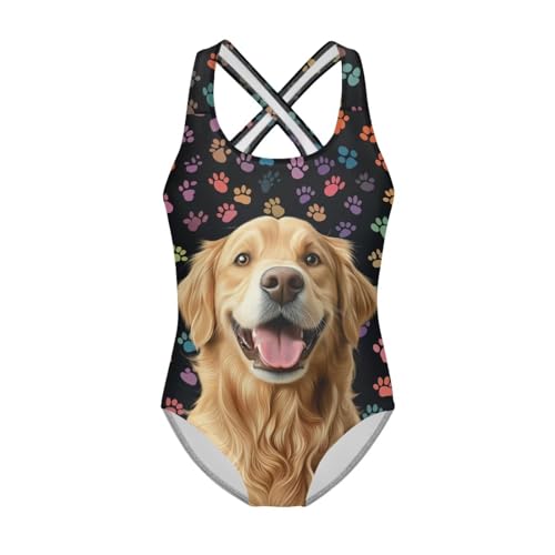 Image of WELLFLYHOM Girls Bathing Suits One Piece 5-14 Kids Full Coverage Swimsuits Cross Back Summer Swimwear for Beach Holiday